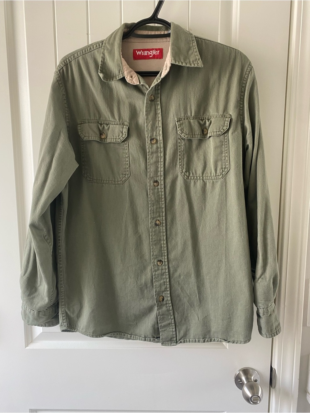 Wrangler Olive Green Casual Button-Down Shirt